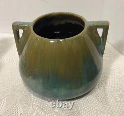 Antique Fulper Pottery Arts & Crafts Double Handle Vase Blue Brown Really Nice