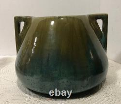 Antique Fulper Pottery Arts & Crafts Double Handle Vase Blue Brown Really Nice