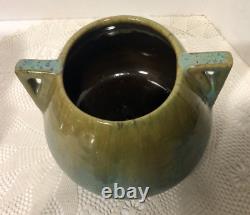 Antique Fulper Pottery Arts & Crafts Double Handle Vase Blue Brown Really Nice