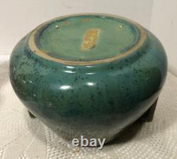 Antique Fulper Pottery Arts & Crafts Double Handle Vase Blue Brown Really Nice