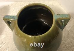 Antique Fulper Pottery Arts & Crafts Double Handle Vase Blue Brown Really Nice