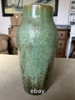 Antique Fulper Pottery Vase Green Glaze Arts & Crafts Unique Piece of Art