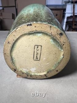 Antique Fulper Pottery Vase Green Glaze Arts & Crafts Unique Piece of Art