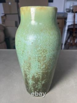 Antique Fulper Pottery Vase Green Glaze Arts & Crafts Unique Piece of Art