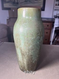 Antique Fulper Pottery Vase Green Glaze Arts & Crafts Unique Piece of Art