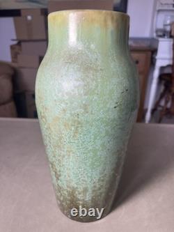 Antique Fulper Pottery Vase Green Glaze Arts & Crafts Unique Piece of Art