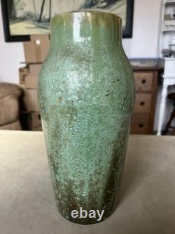 Antique Fulper Pottery Vase Green Glaze Arts & Crafts Unique Piece of Art