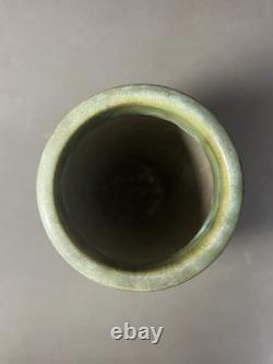 Antique Fulper Pottery Vase Green Glaze Arts & Crafts Unique Piece of Art