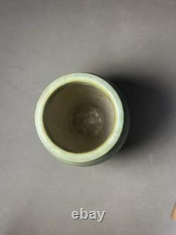 Antique Fulper Pottery Vase Green Glaze Arts & Crafts Unique Piece of Art