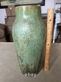 Antique Fulper Pottery Vase Green Glaze Arts & Crafts Unique Piece of Art