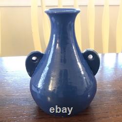 Antique Genuine Bybee 2-Ears or Handles Arts and Crafts Pottery Vase Blue 7