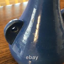 Antique Genuine Bybee 2-Ears or Handles Arts and Crafts Pottery Vase Blue 7