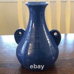 Antique Genuine Bybee 2-Ears or Handles Arts and Crafts Pottery Vase Blue 7