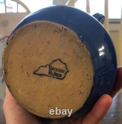 Antique Genuine Bybee 2-Ears or Handles Arts and Crafts Pottery Vase Blue 7