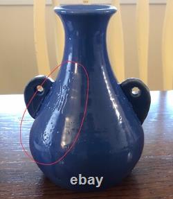 Antique Genuine Bybee 2-Ears or Handles Arts and Crafts Pottery Vase Blue 7