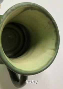 Antique HAMPSHIRE POTTERY 3 HANDLED VASE Arts Crafts Mission 5 Rich Green Glaze