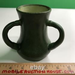 Antique HAMPSHIRE POTTERY 3 HANDLED VASE Arts Crafts Mission 5 Rich Green Glaze