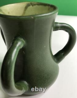 Antique HAMPSHIRE POTTERY 3 HANDLED VASE Arts Crafts Mission 5 Rich Green Glaze Antique HAMPSHIRE POTTERY 3 HANDLED VASE Arts Crafts Mission 5 Rich Green Glaze