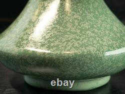 Antique Haeger Arts & Crafts Geranium Leaf Green Bud Vase 6 High RARE Find