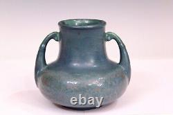 Antique Hampshire Pottery Curdled Matt Peacock Blue Arts & Crafts Vase