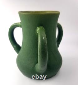 Antique Hampshire Pottery Matte Green Vase Arts Crafts Three Handles 5 T
