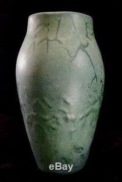 Antique Hampshire Pottery Vase #90 Matte Green Variegated Robertson Arts&Crafts