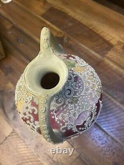 Antique Handpainted Thick Moriage Nippon Art Nouveau Porcelain Vase