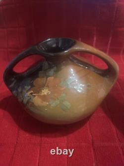 Antique JB OWENS Art Pottery UTOPIAN Hand Painted Pansy ARTS & CRAFTS Vase