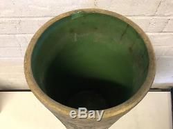 Antique Likely Weller Arts Crafts Pottery Green Brush Ware Poppy Umbrella Stand