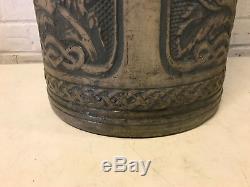 Antique Likely Weller Arts Crafts Pottery Green Brush Ware Poppy Umbrella Stand