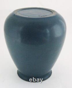 Antique Marblehead Pottery Large Arts And Crafts Vase Matte Blue Glaze