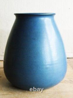 Antique Marblehead Pottery Large Arts And Crafts Vase Matte Blue Glaze