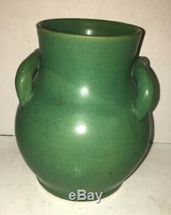 Antique Matte Green Vase Hand Made Arts & Crafts Southern Pottery Kentucky NC