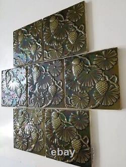 Antique Minton Ceramic Tile 7 Pine Cone Art Nouveau Pottery Green Arts Crafts
