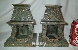 Antique Mission Fulper Arts Crafts Pottery Home Fireplace Bookends Rookwood Era