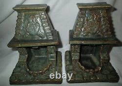 Antique Mission Fulper Arts Crafts Pottery Home Fireplace Bookends Rookwood Era