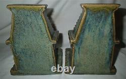 Antique Mission Fulper Arts Crafts Pottery Home Fireplace Bookends Rookwood Era