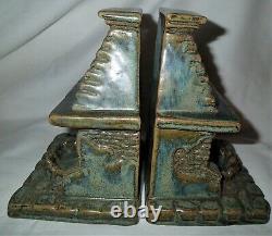 Antique Mission Fulper Arts Crafts Pottery Home Fireplace Bookends Rookwood Era