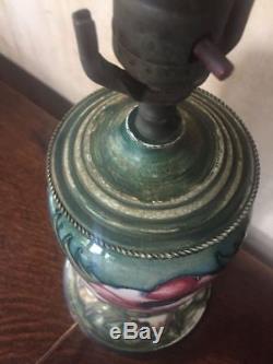 Antique Moorcroft Pottery Anemone table lamp matching base Arts & Crafts Nouveau