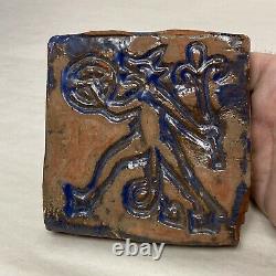 Antique Moravian Mercer Enfield Style Pottery Arts & Crafts Devil Tile Folklore