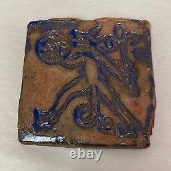 Antique Moravian Mercer Enfield Style Pottery Arts & Crafts Devil Tile Folklore