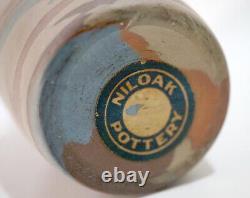 Antique NILOAK Mission Swirl Arts & Crafts Pottery Vase with Paper Label