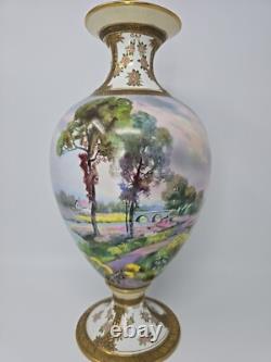 Antique NIPPON Handpainted Porcelain Vase Landscape Scene withGilted Accents 14