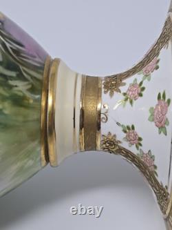 Antique NIPPON Handpainted Porcelain Vase Landscape Scene withGilted Accents 14