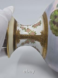 Antique NIPPON Handpainted Porcelain Vase Landscape Scene withGilted Accents 14