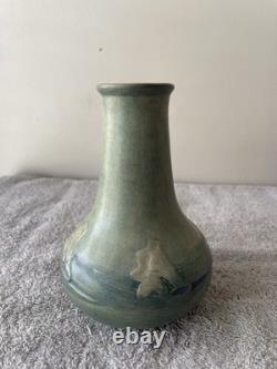 Antique Newcomb College, Anna Frances Simpson, 1912, Vase With Trumpet Flowers