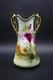 Antique Nippon Porcelain Vase Hand Painted Florals Gold Handles 10 H