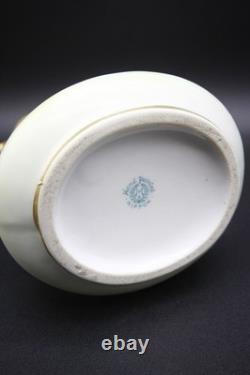 Antique Nippon Porcelain Vase Hand Painted Florals Gold Handles 10 h