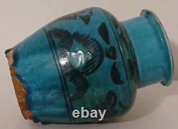 Antique Persian Turquoise Glazed Earthenware Vase