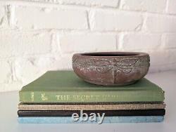 Antique Peters and Reed Moss Aztec Arts And Crafts Pottery Dragonfly Ceramic